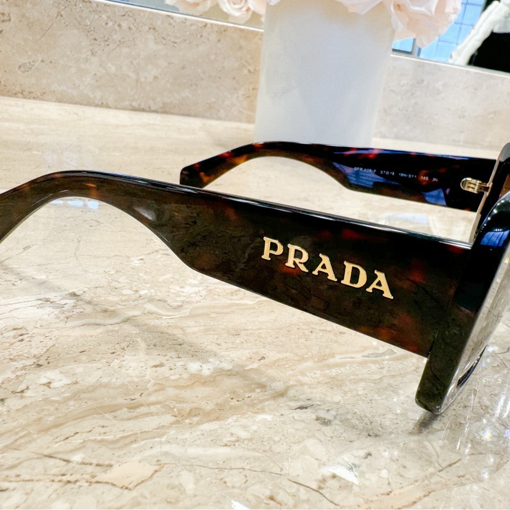 New Prada 56mm Rectangular Sunglasses in Dark Brown - Picture 4 of 9